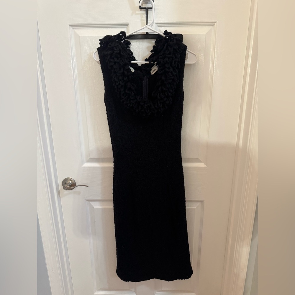 Vintage Elegant Black Sleeveless Hand knitted Wool Dress